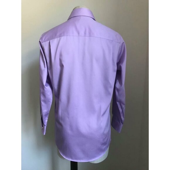 JOSEPH ABBOUD Non-Iron Dress Shirt Size 14.5 32-33 Mauve Herringbone - Picture 5 of 5